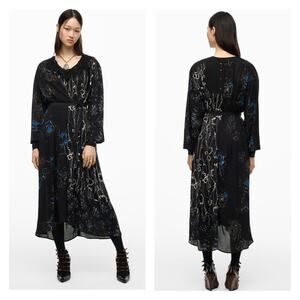 NWT ZARA A/W 2022 Collection Floral Belted Midi Dress XS